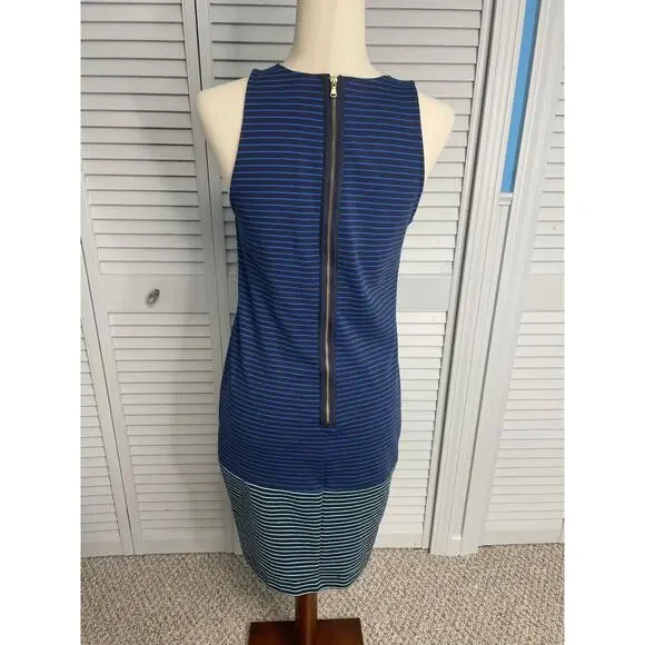 Merona sleeveless blue black striped career dress women's size 8 - Picture 3 of 5